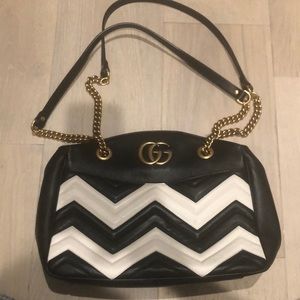 Barely used chevron white black Gucci bag